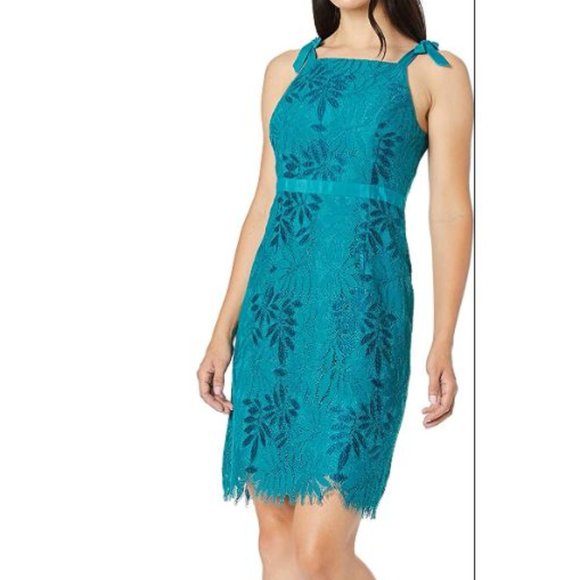 Lilly Pulitzer Teal Tidal Wave Midi Lace Kayleigh Shift 8 - Picture 2 of 10